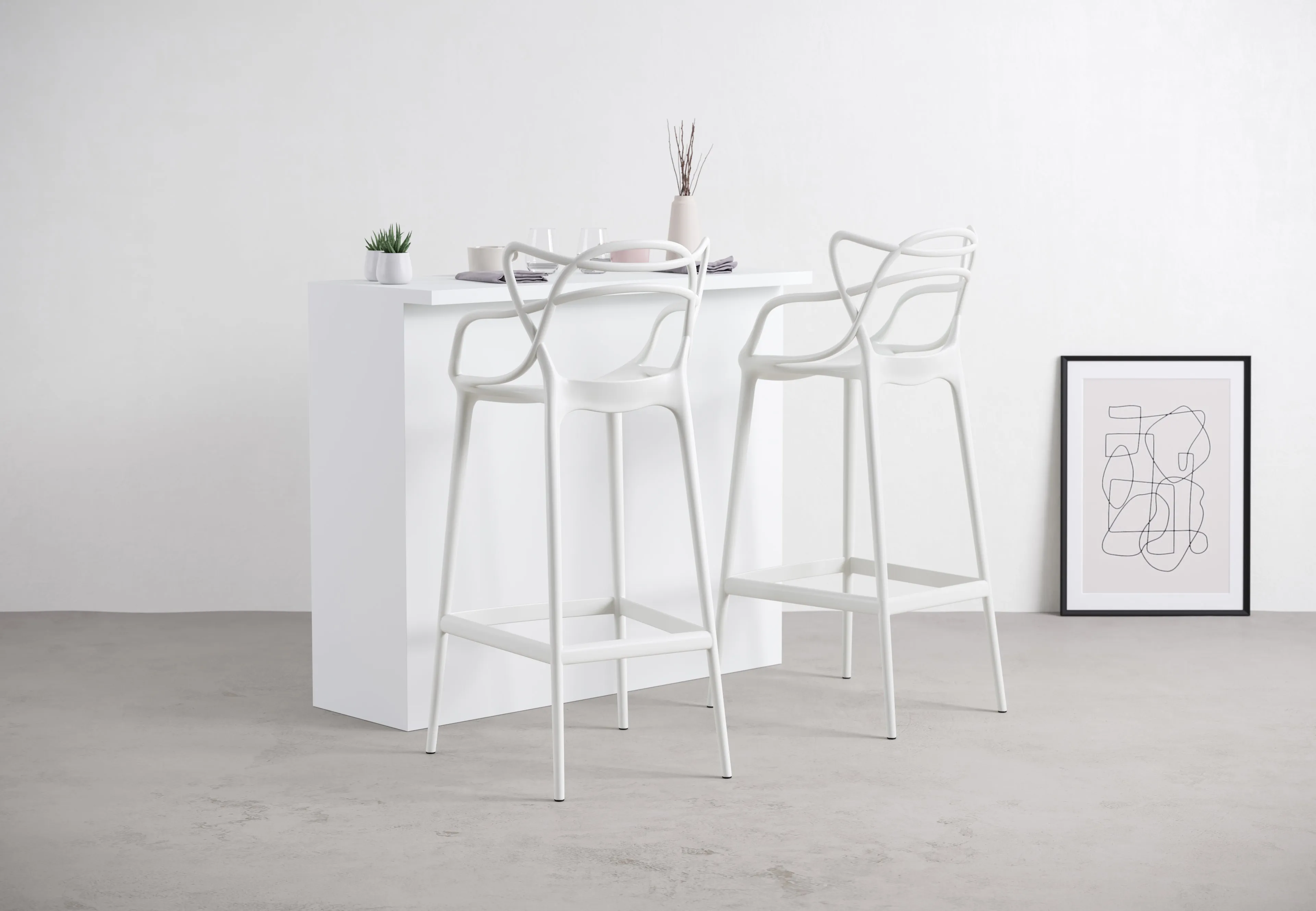 Masters - Masters Bar Stool, White, 29.5" Seat Height