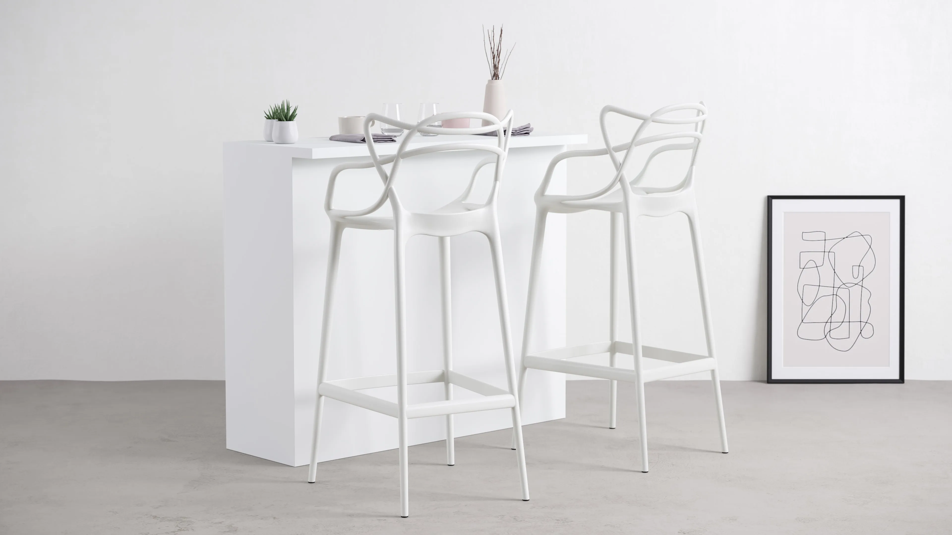 Masters - Masters Bar Stool, White, 29.5" Seat Height