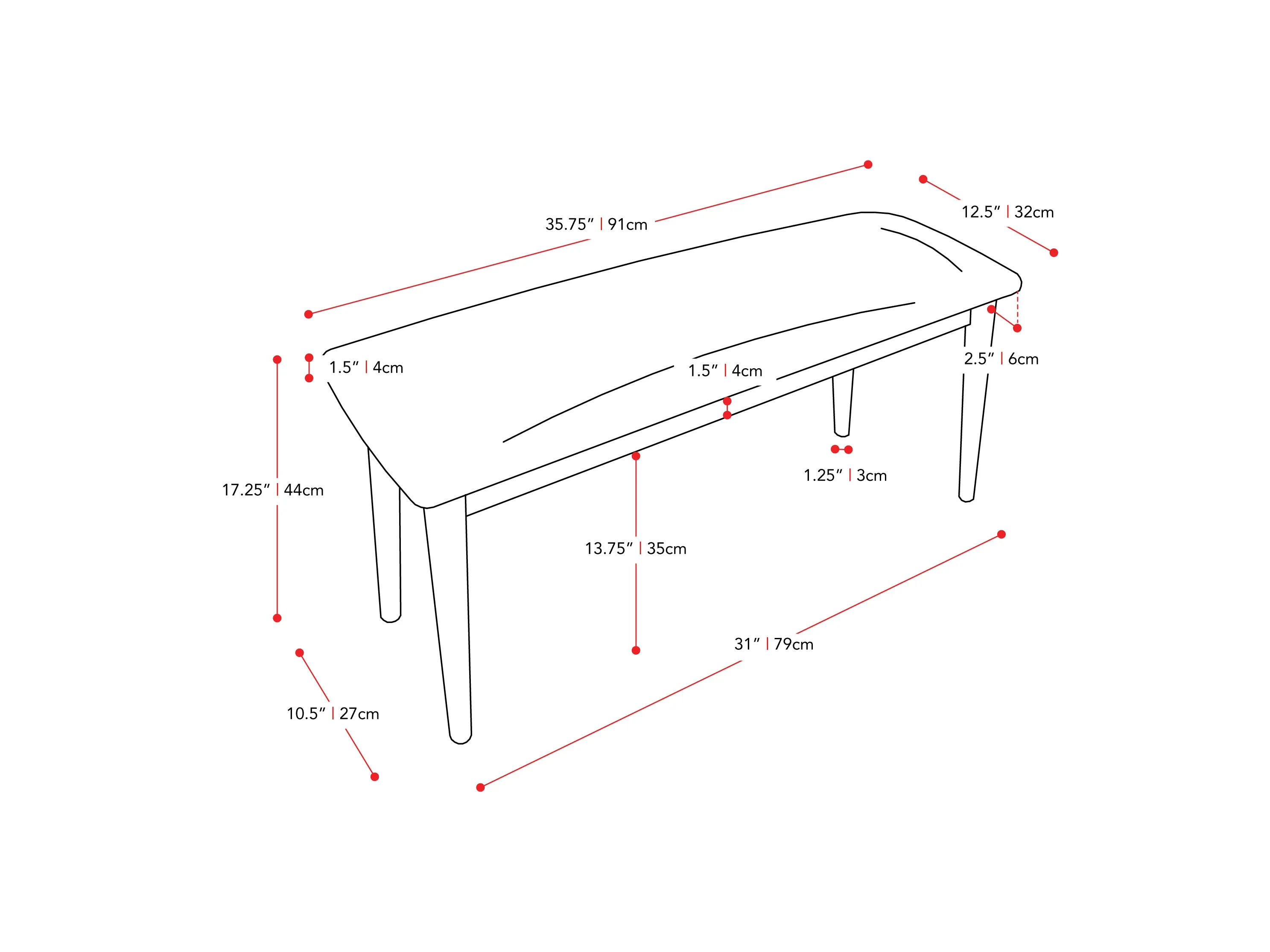 Mid Century Dining Bench