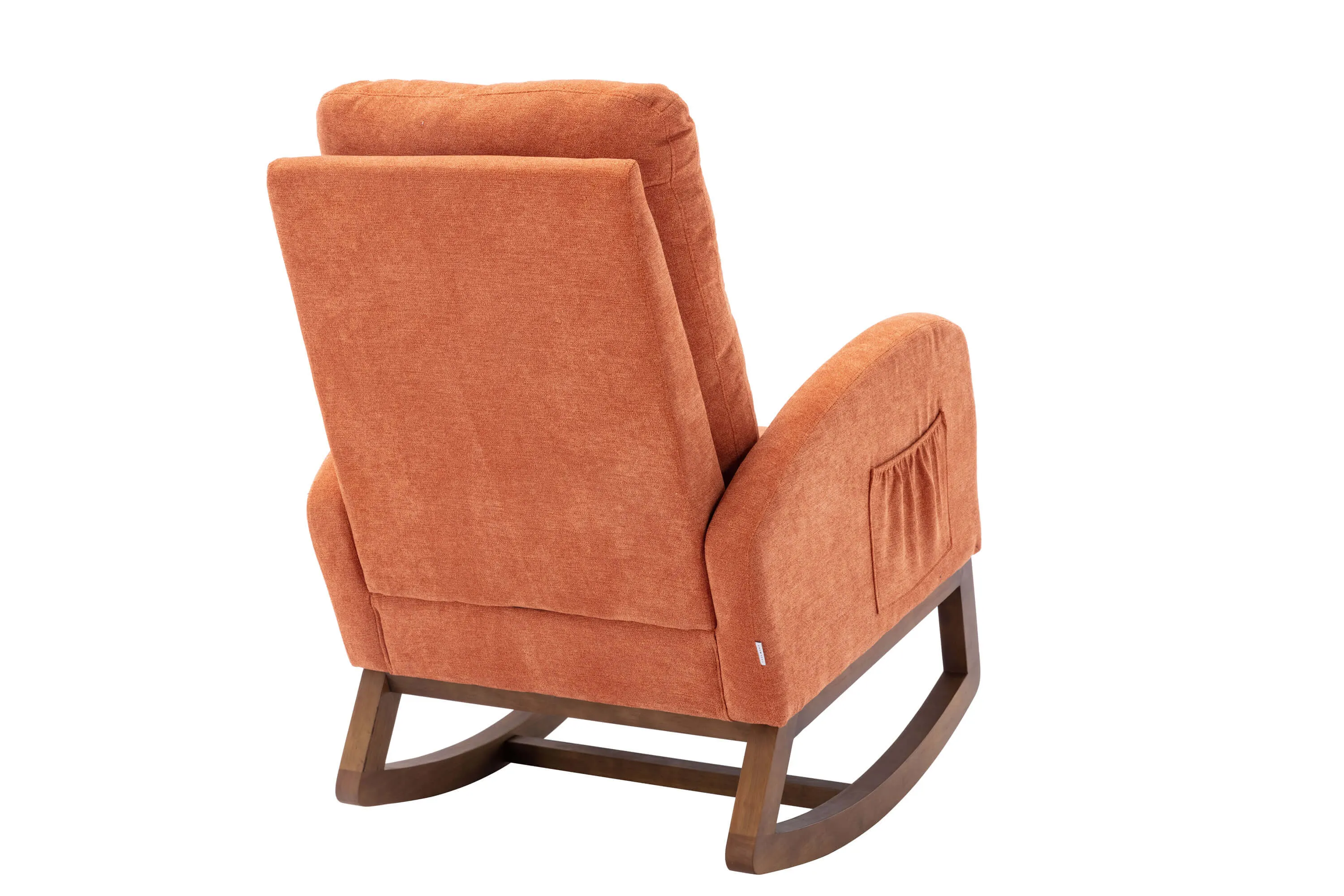 Mid Century Rocking Chair Glider Rocker Armchair Retro Upholstered Indoor Nursery Chair, Orange