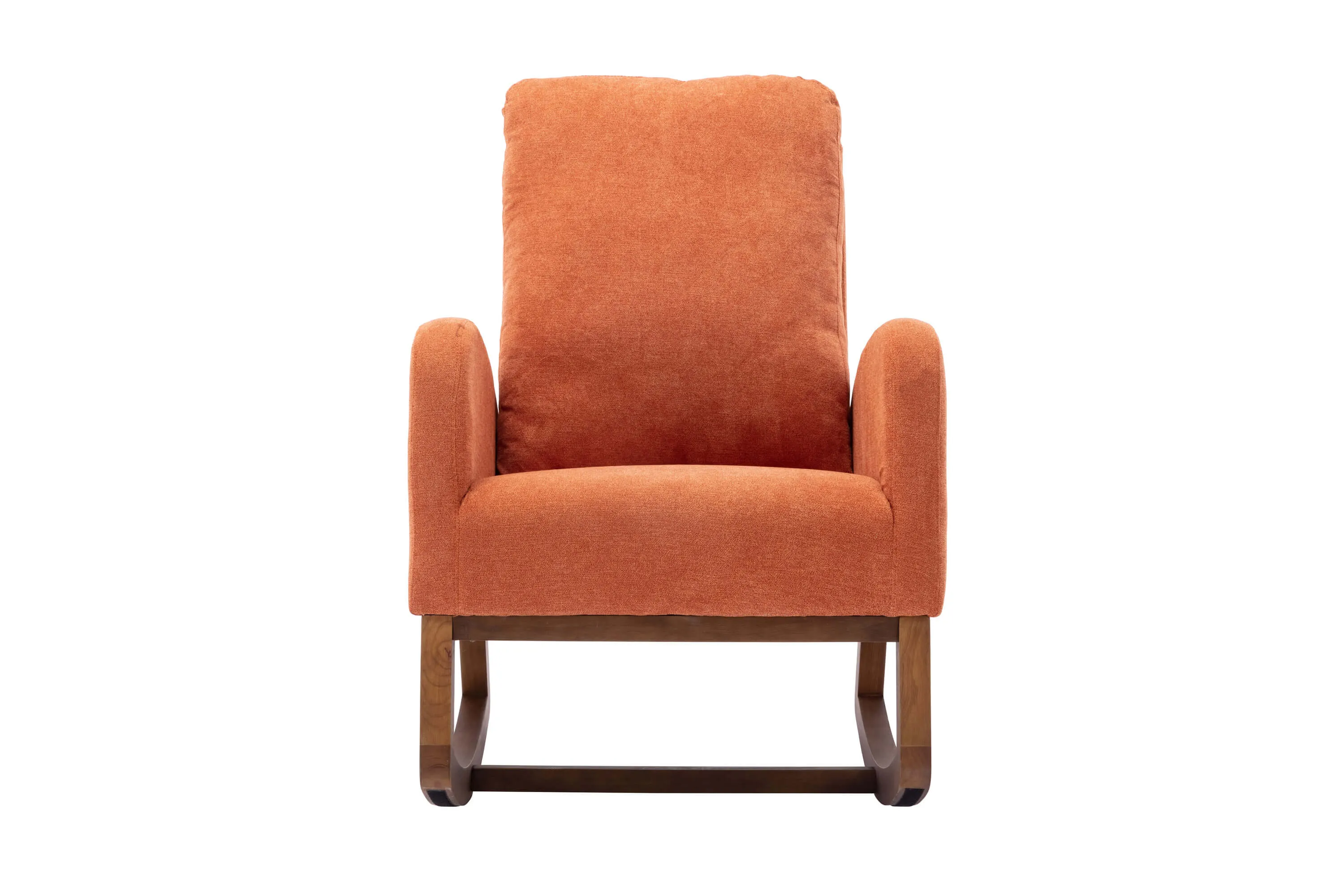 Mid Century Rocking Chair Glider Rocker Armchair Retro Upholstered Indoor Nursery Chair, Orange