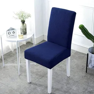 Navy Blue Jacquard Dining Chair Cover