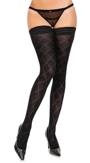 Plus Size Lattice Stripe Top Thigh Highs