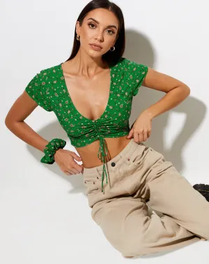 Raeto Crop Top in Paisley Fun Green