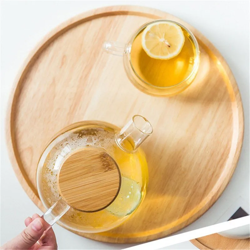 Round Wooden Serving Platter Tray