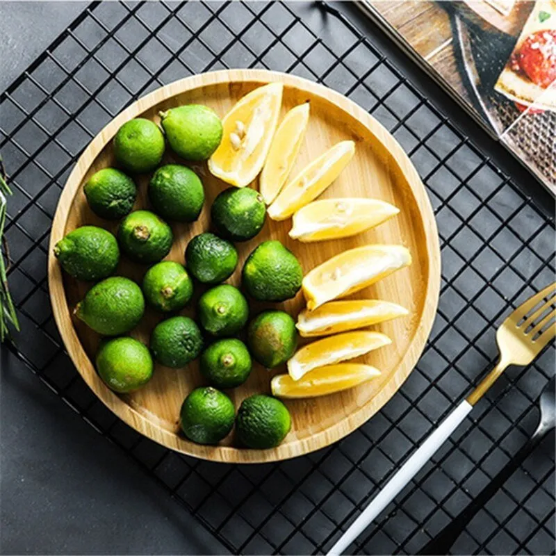 Round Wooden Serving Platter Tray