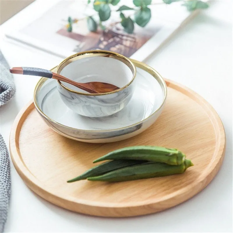 Round Wooden Serving Platter Tray