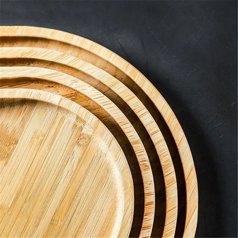 Round Wooden Serving Platter Tray