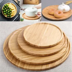 Round Wooden Serving Platter Tray