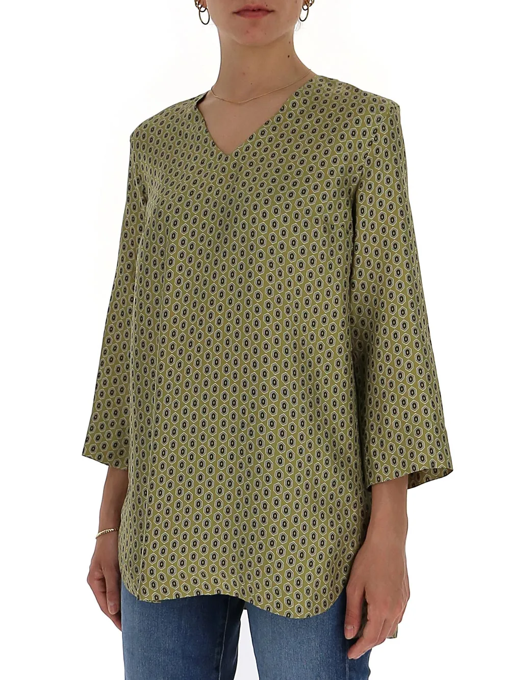 'S Max Mara Patterned V-Neck Top