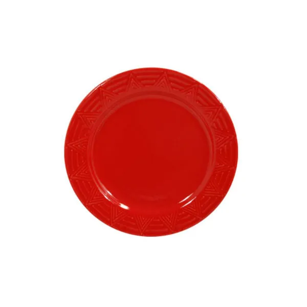 Salad Plate Set - Set of 4 - Red  | Aztec Pattern