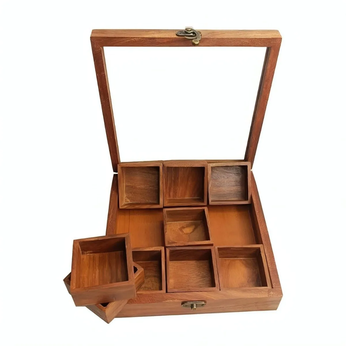 Sheesham Wood 8 Compartment Spice Holder