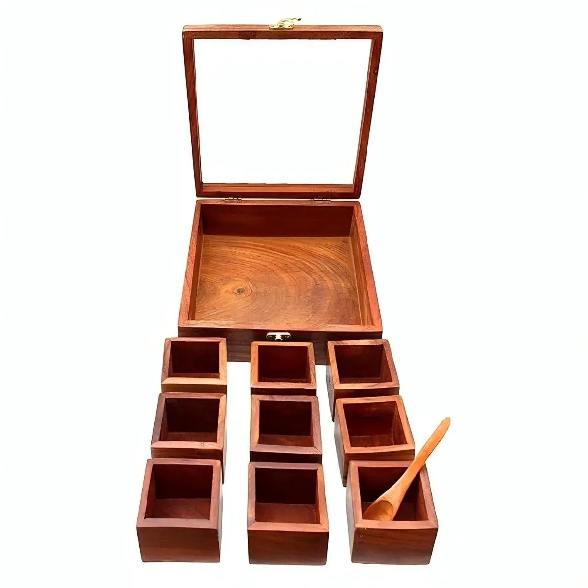 Sheesham Wood 8 Compartment Spice Holder