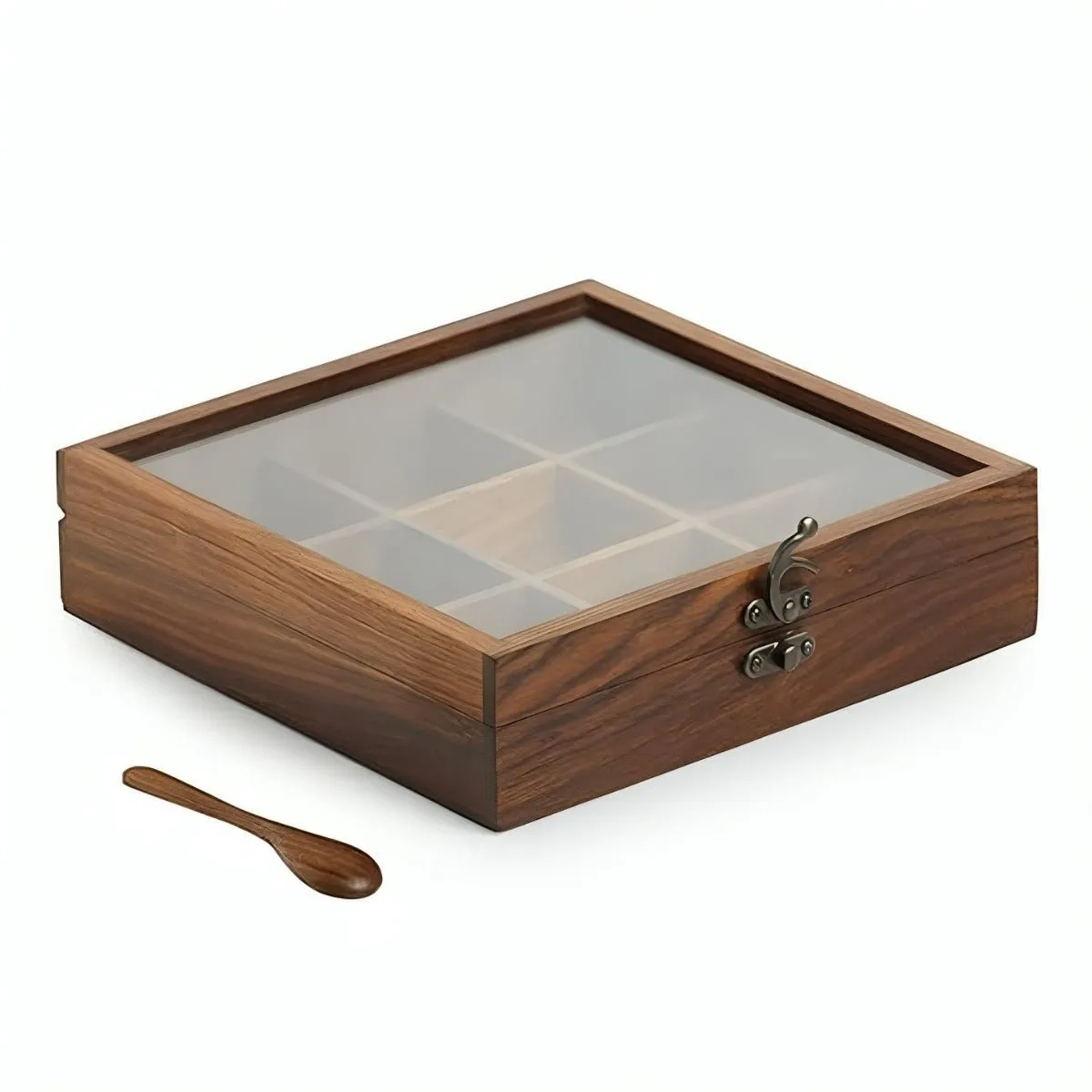 Sheesham Wood 8 Compartment Spice Holder