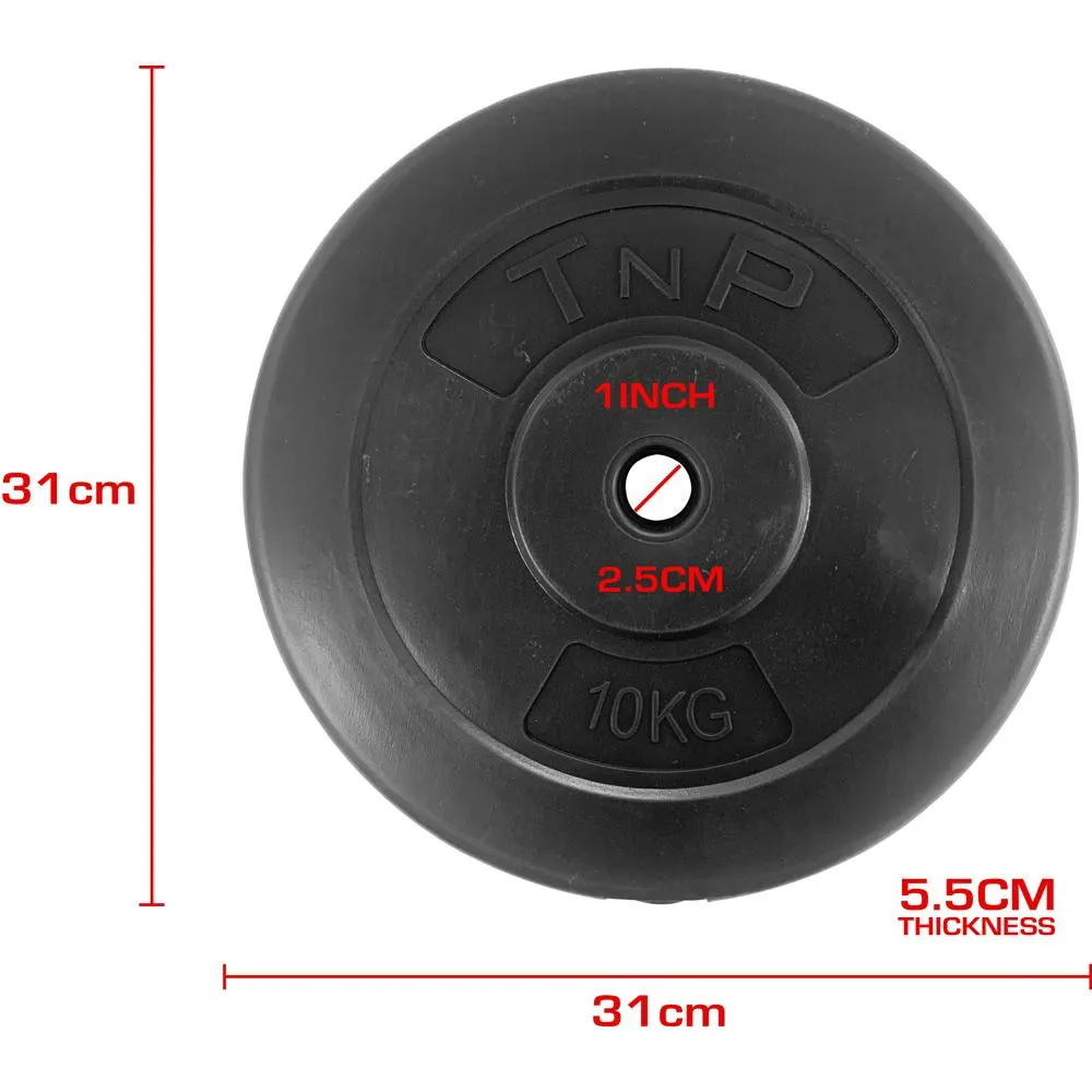 Standard 1" Round Vinyl Weight Plate 10kg - Black