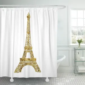 SUTTOM Glam Gold Eiffel Tower High Paris Chic Bling Girly Shower Curtain 60x72 inch