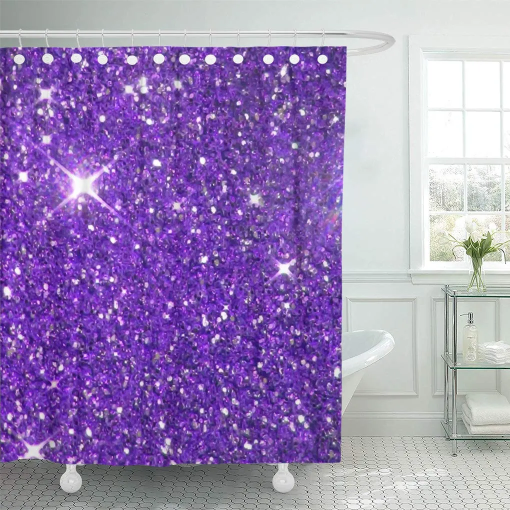 SUTTOM Luxury Purple Sparkling Glitz Bokeh Shine Pattern Glamour Bling Shower Curtain 66x72 inch