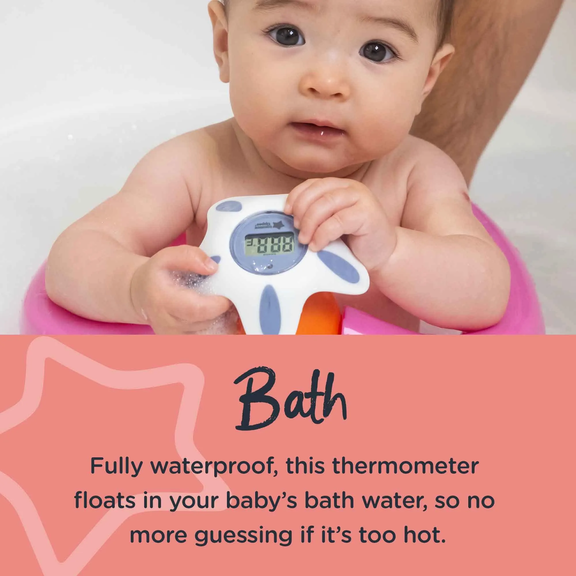 Tommee Tippee InBath Digital Thermometer for Baby Bath and Room, Waterproof and Floats in Water, Easy to Read LCD Display