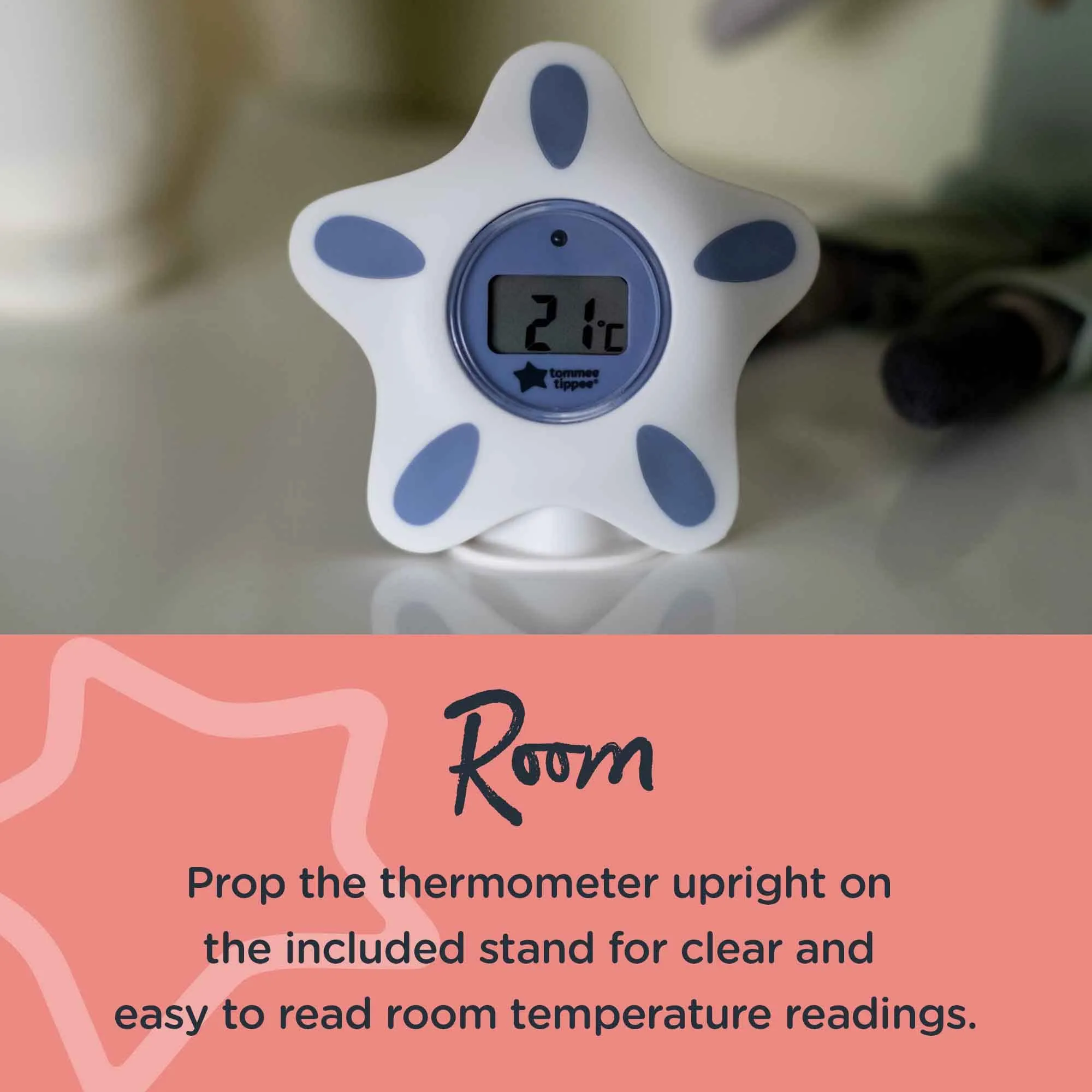 Tommee Tippee InBath Digital Thermometer for Baby Bath and Room, Waterproof and Floats in Water, Easy to Read LCD Display