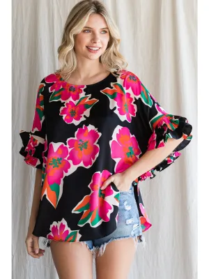 Tropical Fun Flora Ruffle Sleeve