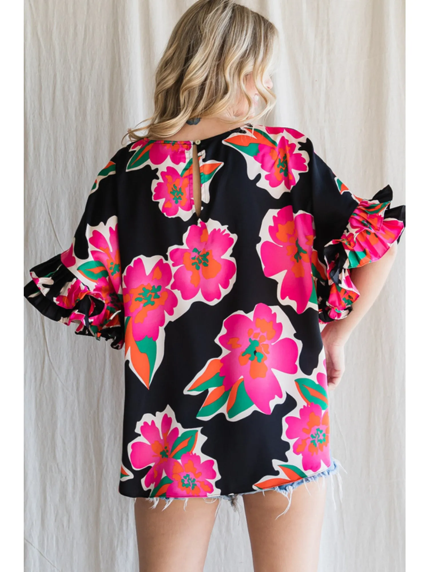 Tropical Fun Flora Ruffle Sleeve