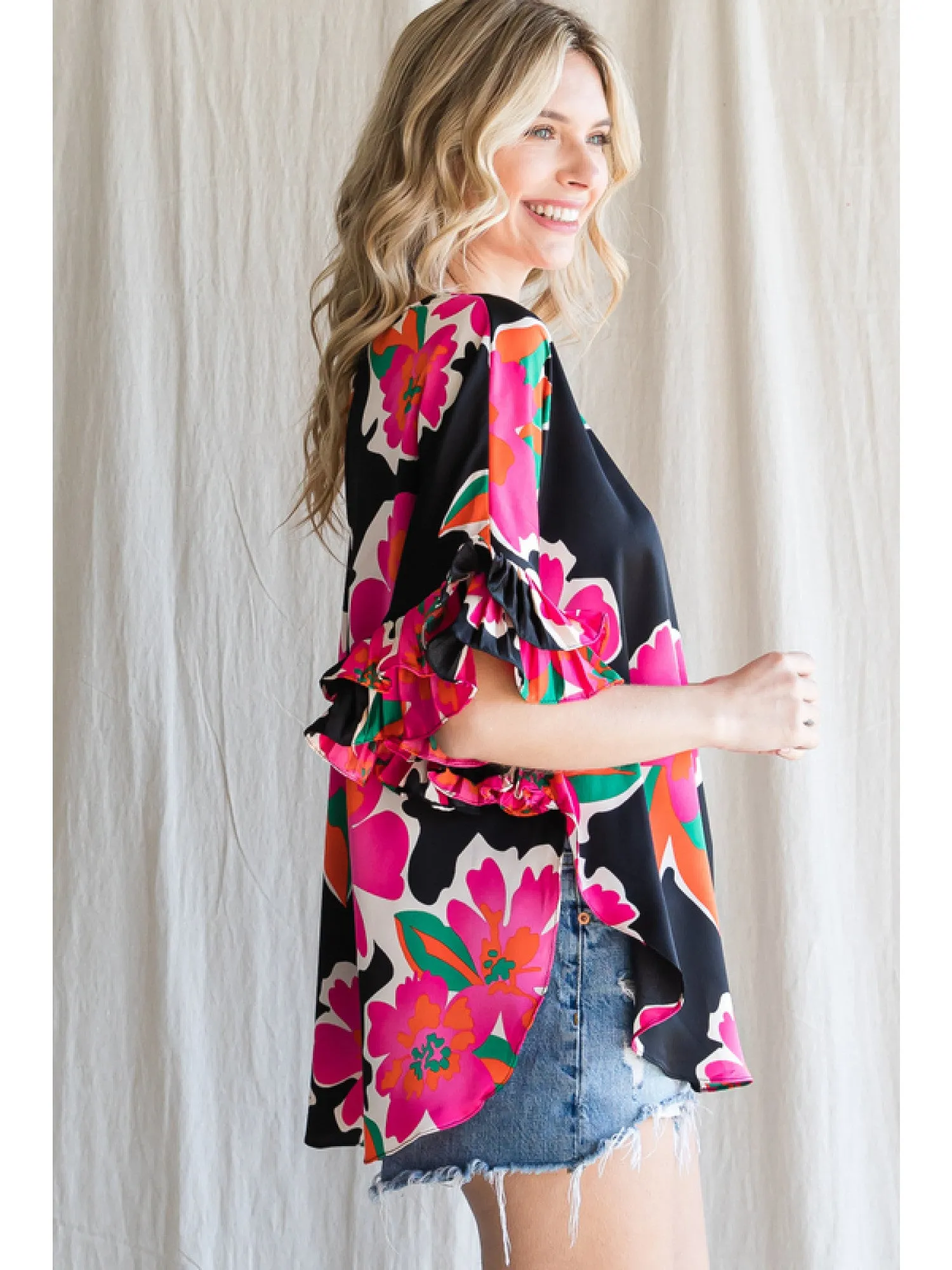 Tropical Fun Flora Ruffle Sleeve