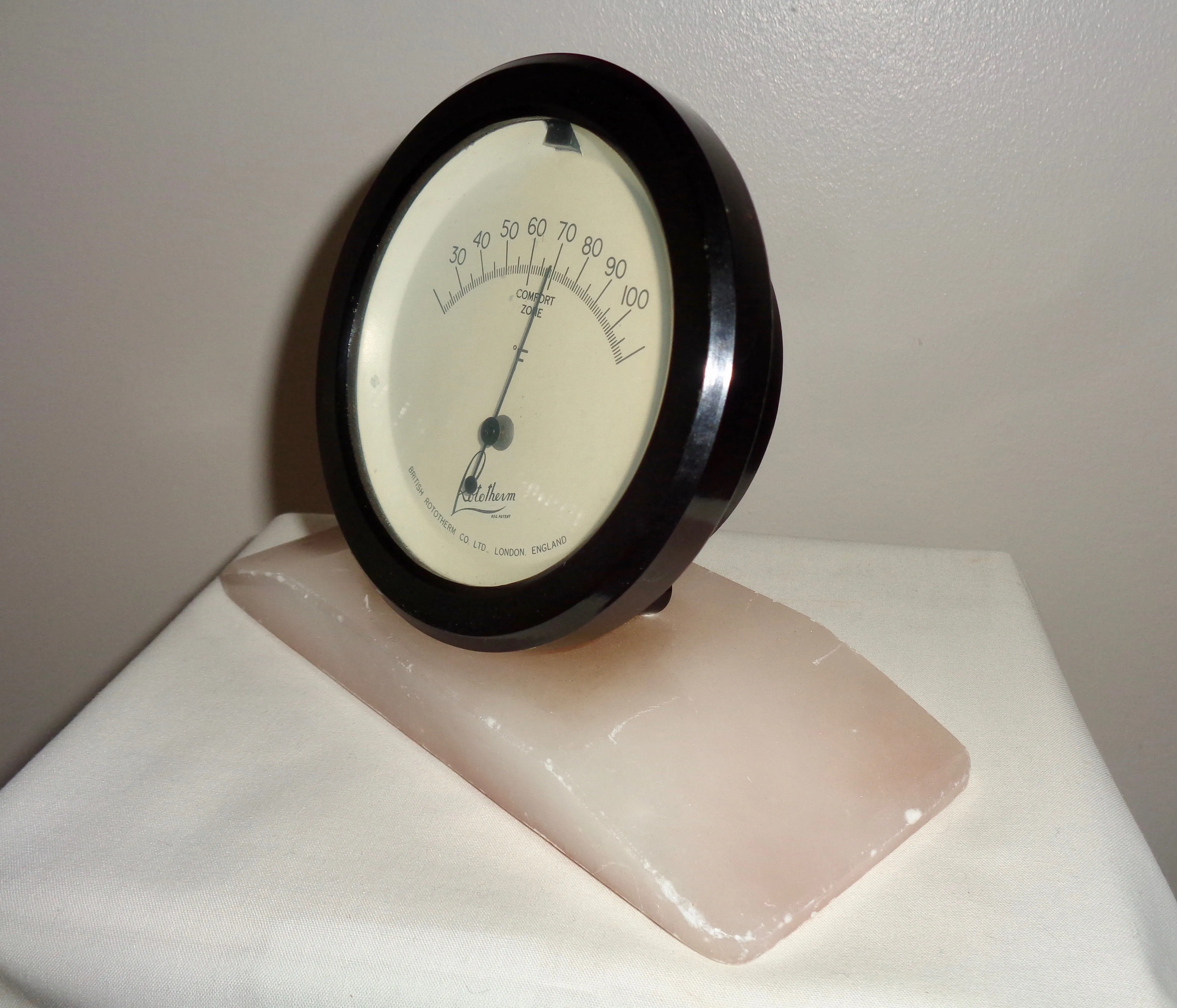 Vintage Bakelite Rototherm Thermometer On Alabaster Base