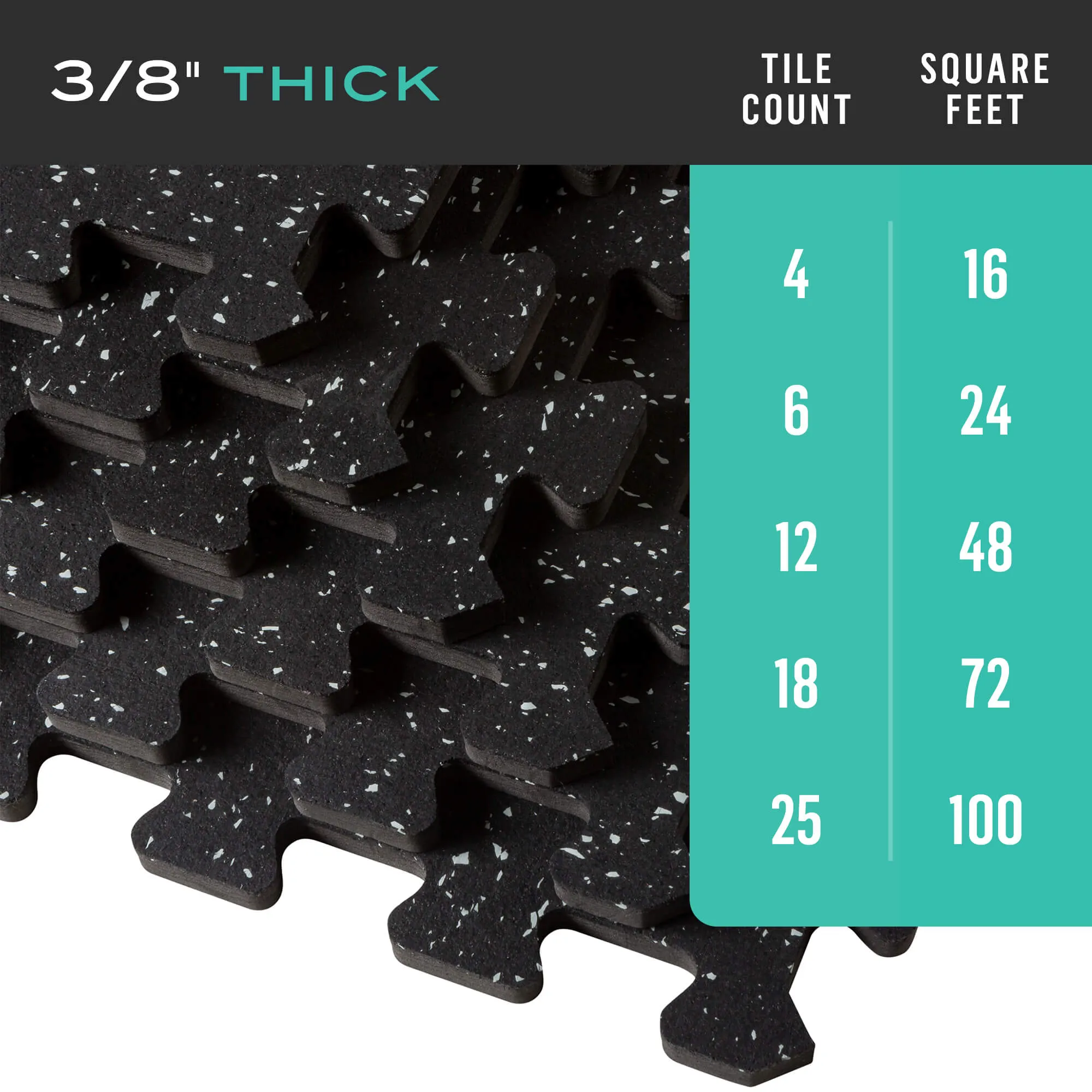 vélotas Rubber-Topped Foam Fitness Mats 3/8" Thick - 3 Color Options