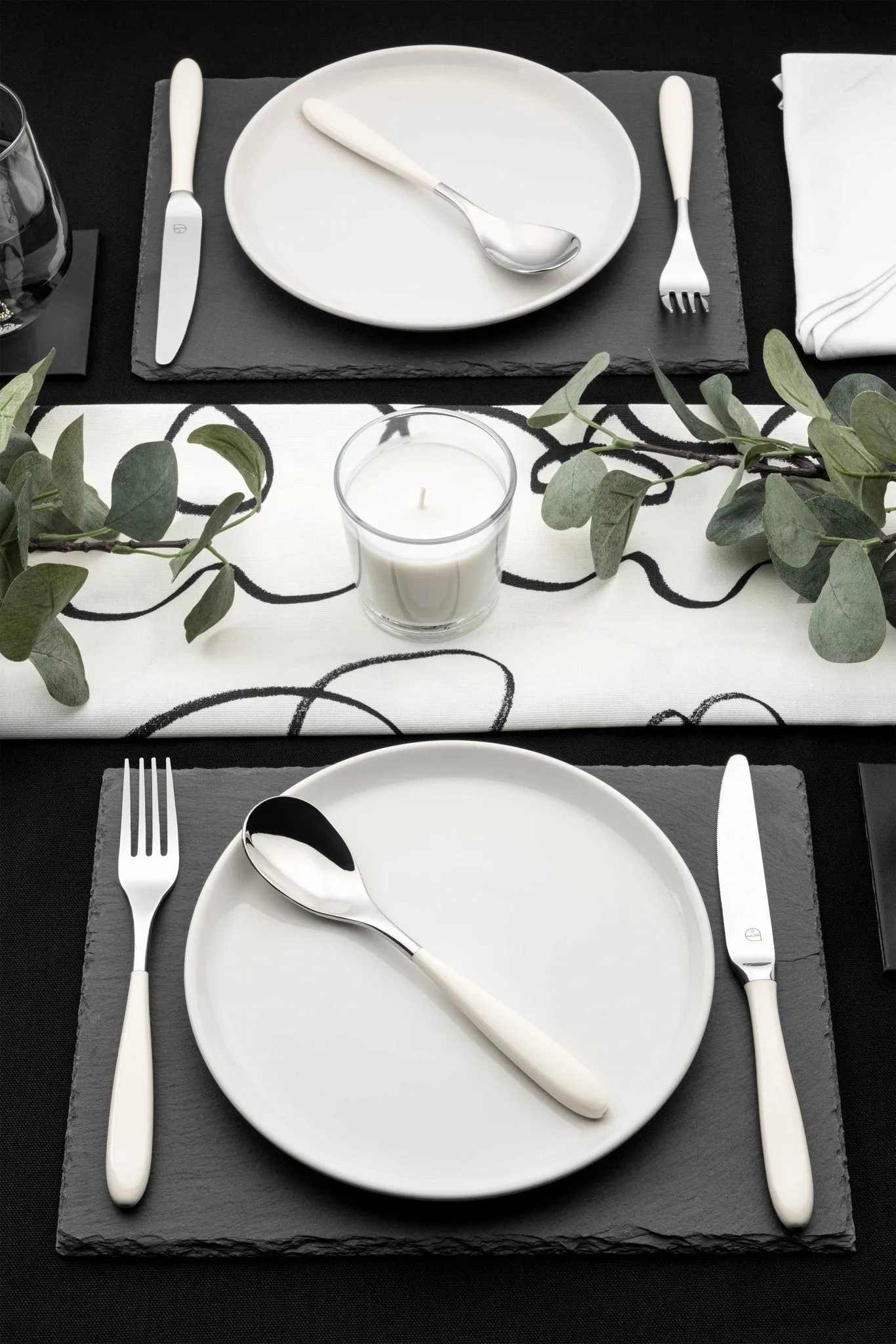 Yin & Yang White 42 Piece Cutlery Set